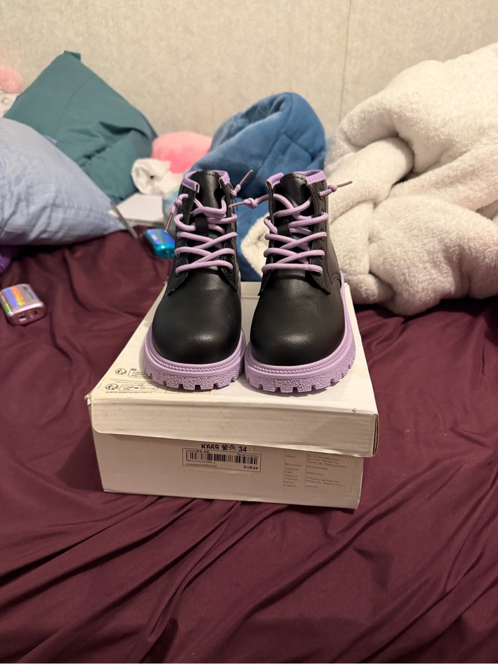 Black and purple boots